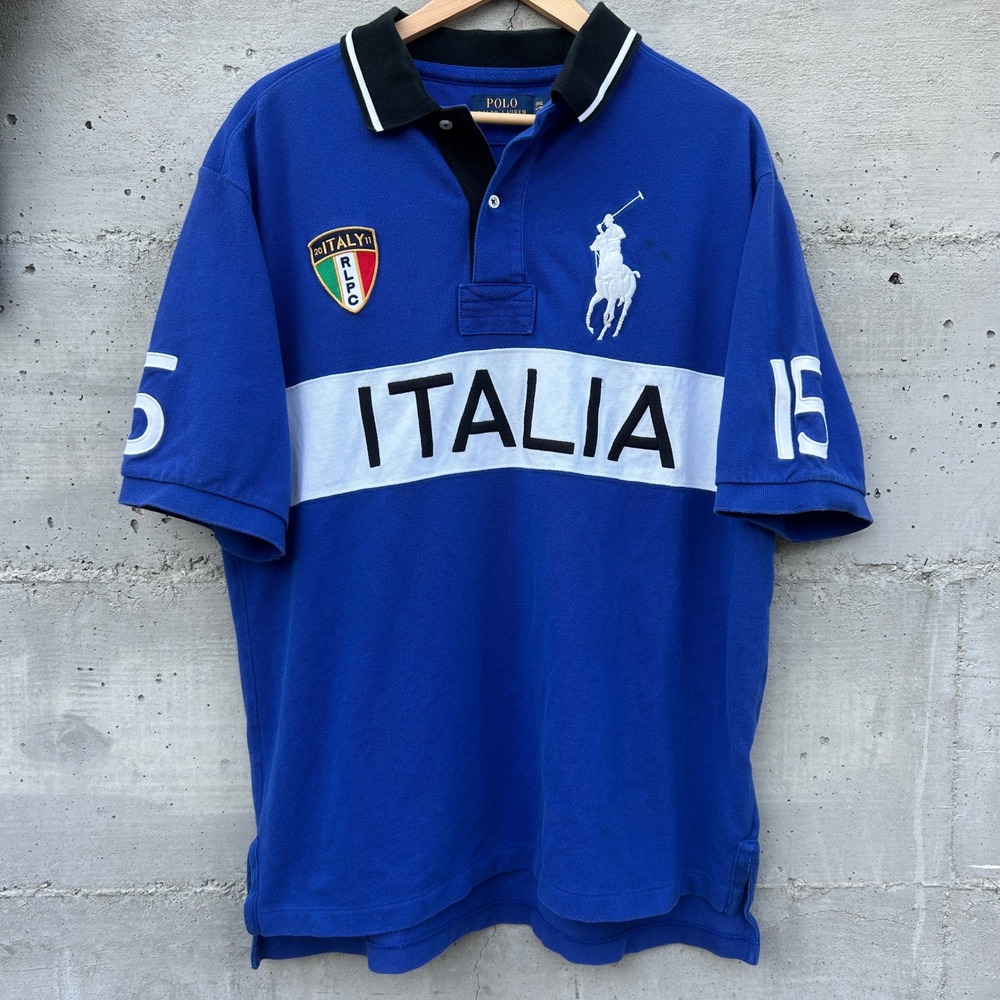 Polo Ralph Lauren Italy Big Pony Polo Shirt Size LT Blue 2011 Italia Chief Keef